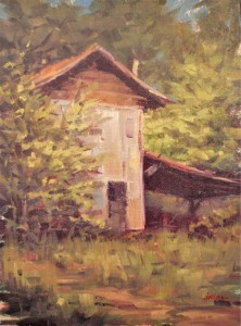 "Creedmoor Tobacco Shed" by Gerry O'Neill 6x8" oil on panel