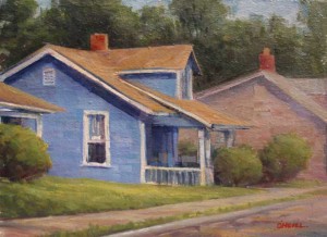"Oberlin Village" by Gerry O'Neill 8x6" oil on panel